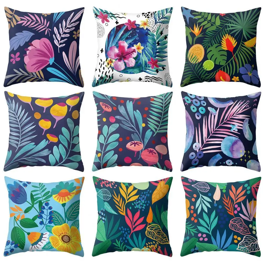 

Cushion Cover 45*45cm Polyester Throw Pillows Sofa Home Decor Leaf Print Pillowcase Household Supplies