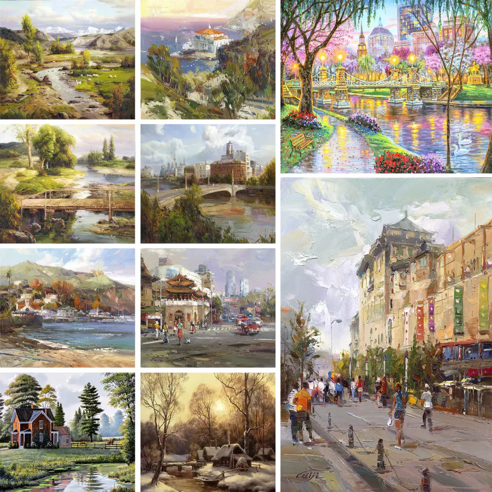 Landscape Old Paintings Painting By Numbers Kit Oil Paints 50*70 Oil Painting Loft Wall Picture For Kids For Drawing Handiwork