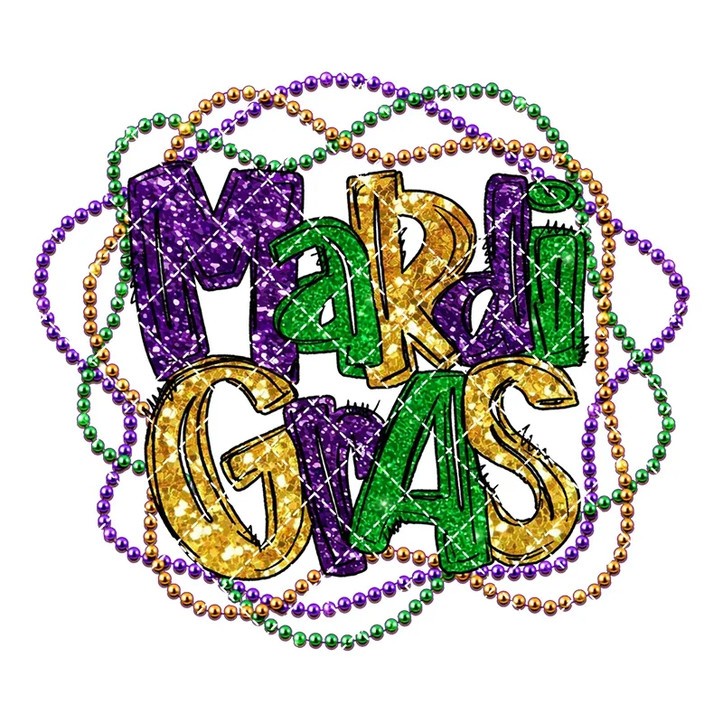 Happy Mardi Gras термопереносные наклейки для одежды DTF печатные виниловые