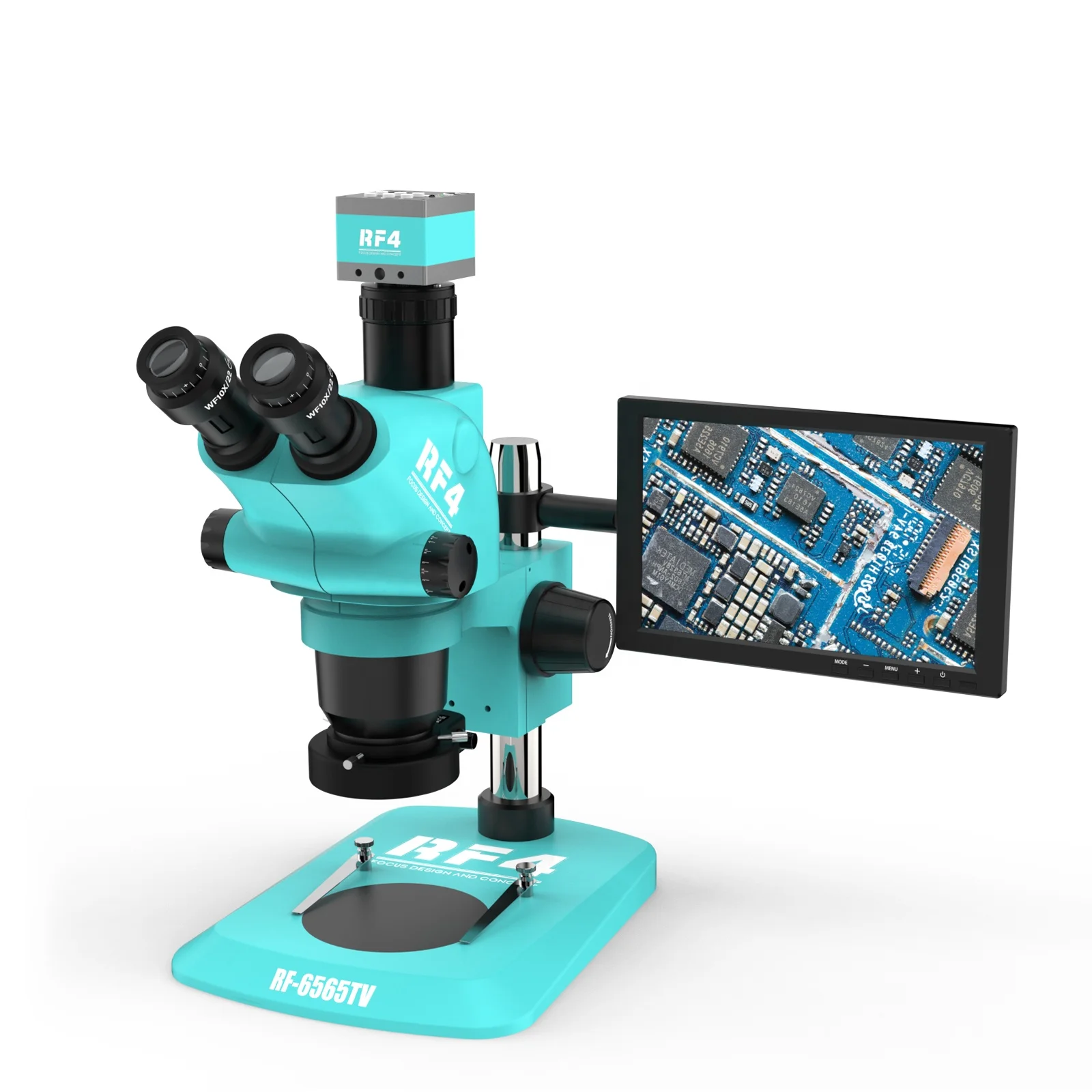 

RF4 6.5X-65X Trinocular Stereo Zoom HDMI 2K Camera 10 Inch Monitor Laboratory Industrial Repair Microscope RF6565TV-2KC2-S010