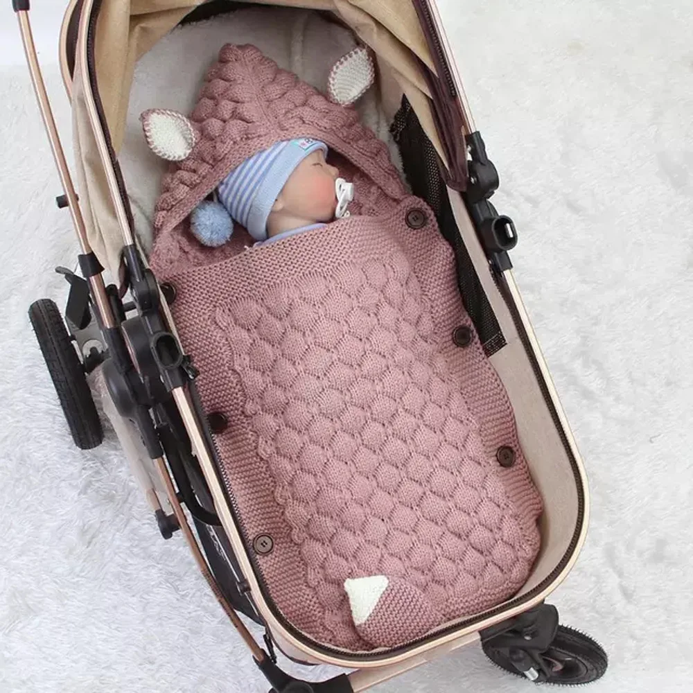 

muffs for trolleyInsbaby knitted sleeping bag photography props solidanti-kicking swaddling blanket instergram stroller