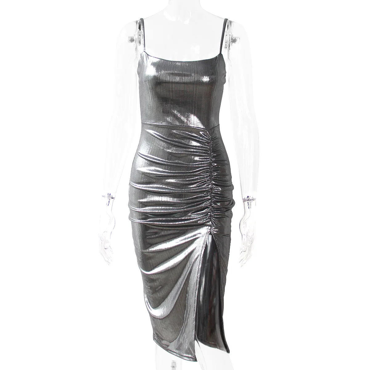 KOLLSEEY Brand 2021 Trendy Sexy Crisscross Back Mini Dresses For Women Sleeveless Bodycon Sparkle Dress enlarge