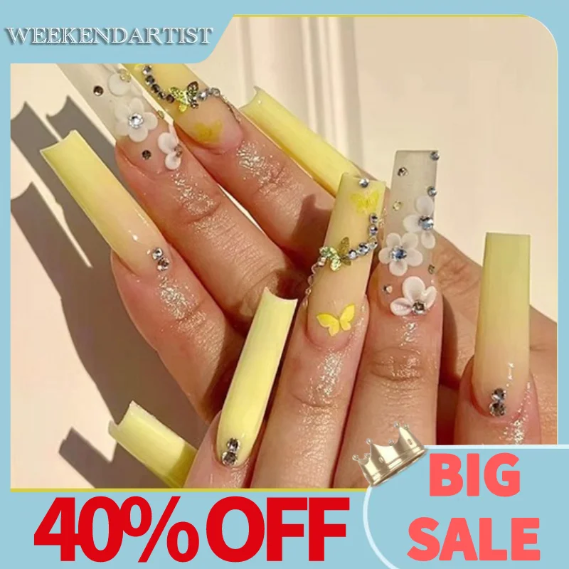 

24pcs False Nail Press on Full Cover Blazing Mid-length Fake Nails Gradient Easy Wear Reusable Natural for daily capsule ongle