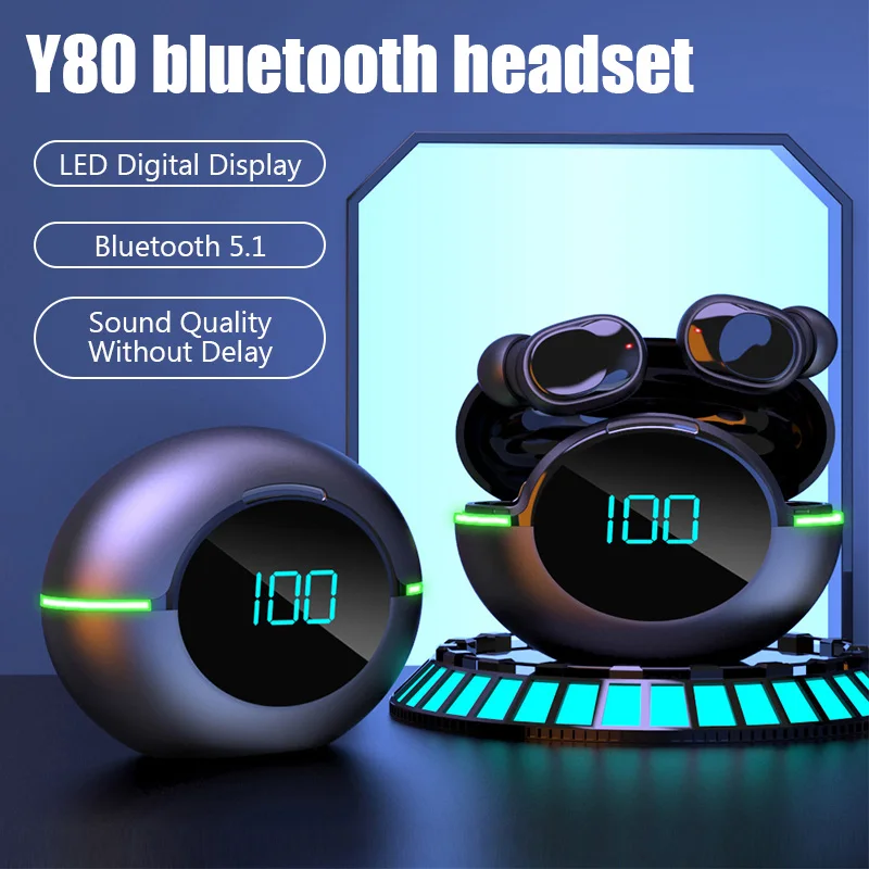 

Y80 Headphones Wireless Earphones Bluetooth 5.0 Headphones With Mic Waterproof Sport Earbuds Hifi Stereo Headsets For Apple iPHO