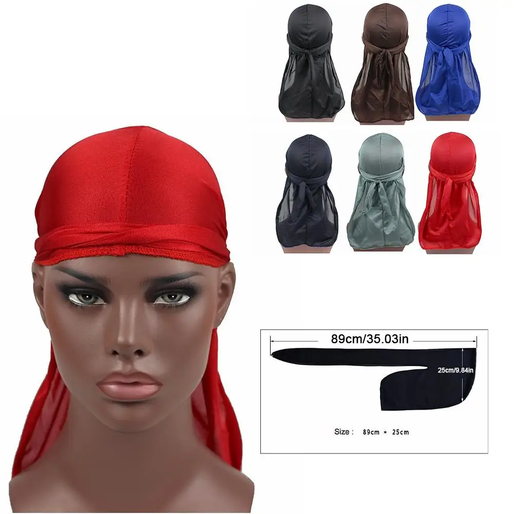 Мужская атласная эластичная шапка хип-хоп Du Doo Rag Durag парики тюрбан бандана