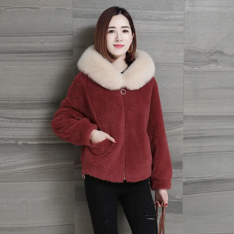 Faux Fur Coat Women's Short 2022 Autumn  Winter New Korean Hooded Lamb Fur  Cashmere Coat  Thick Warm Fur   Jacket Women