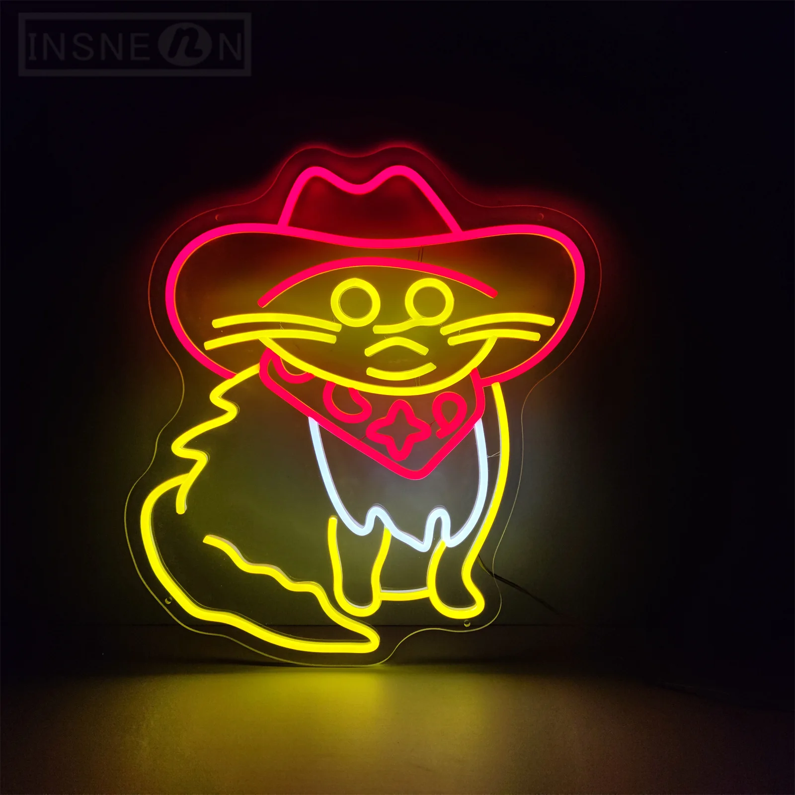 

Cowboy Cat Neon Sign LED Signs Bar Prom Party Club Gamer Living Room Wall Decoration Personalized Neon Lights with 12V Adapter