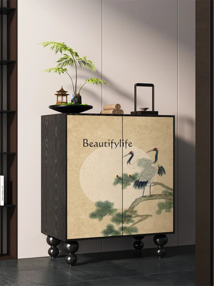 Новый китайский шкаф для обуви из цельного дерева Songhe Yannian многослойный