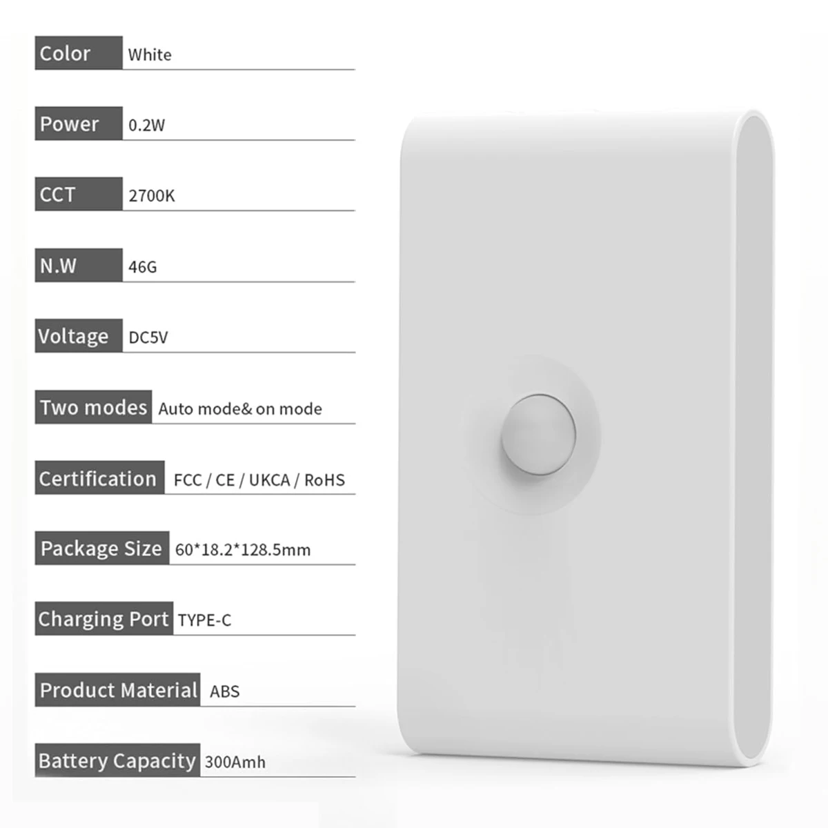 

Беспроводной магнитный ночник LED 0.2Вт теплый белый