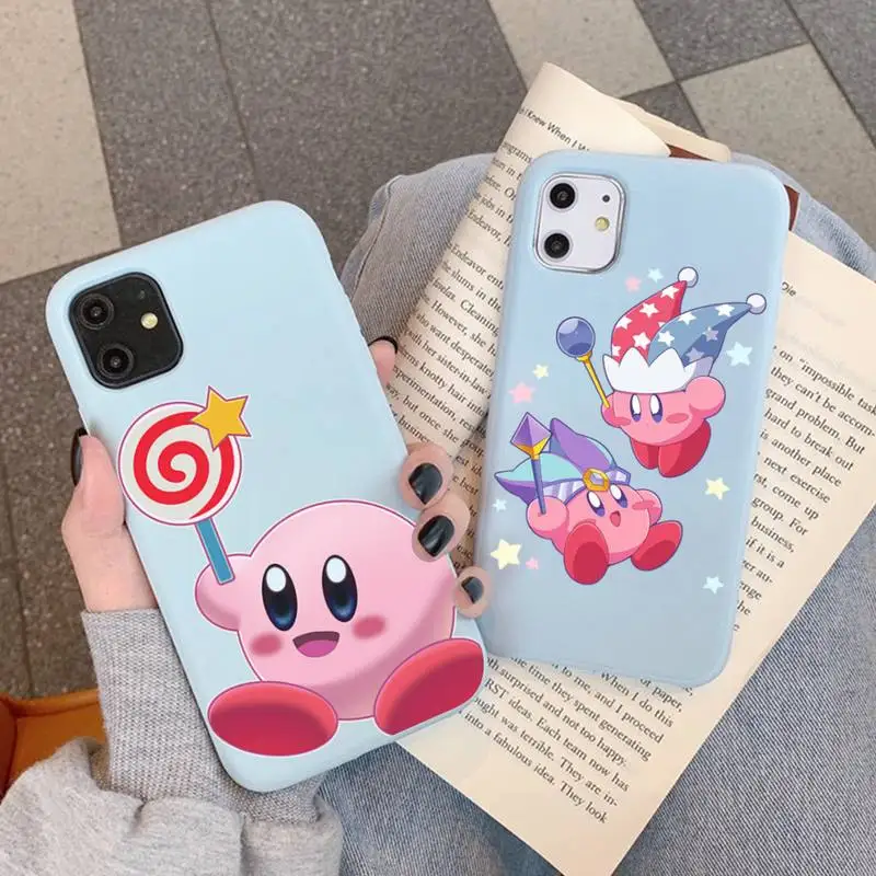 

Bandai Star Kirby Phone Case for iPhone 11 12 13 Mini Pro Xs Max 8 7 6 6S Plus X XR Solid Candy Color Case
