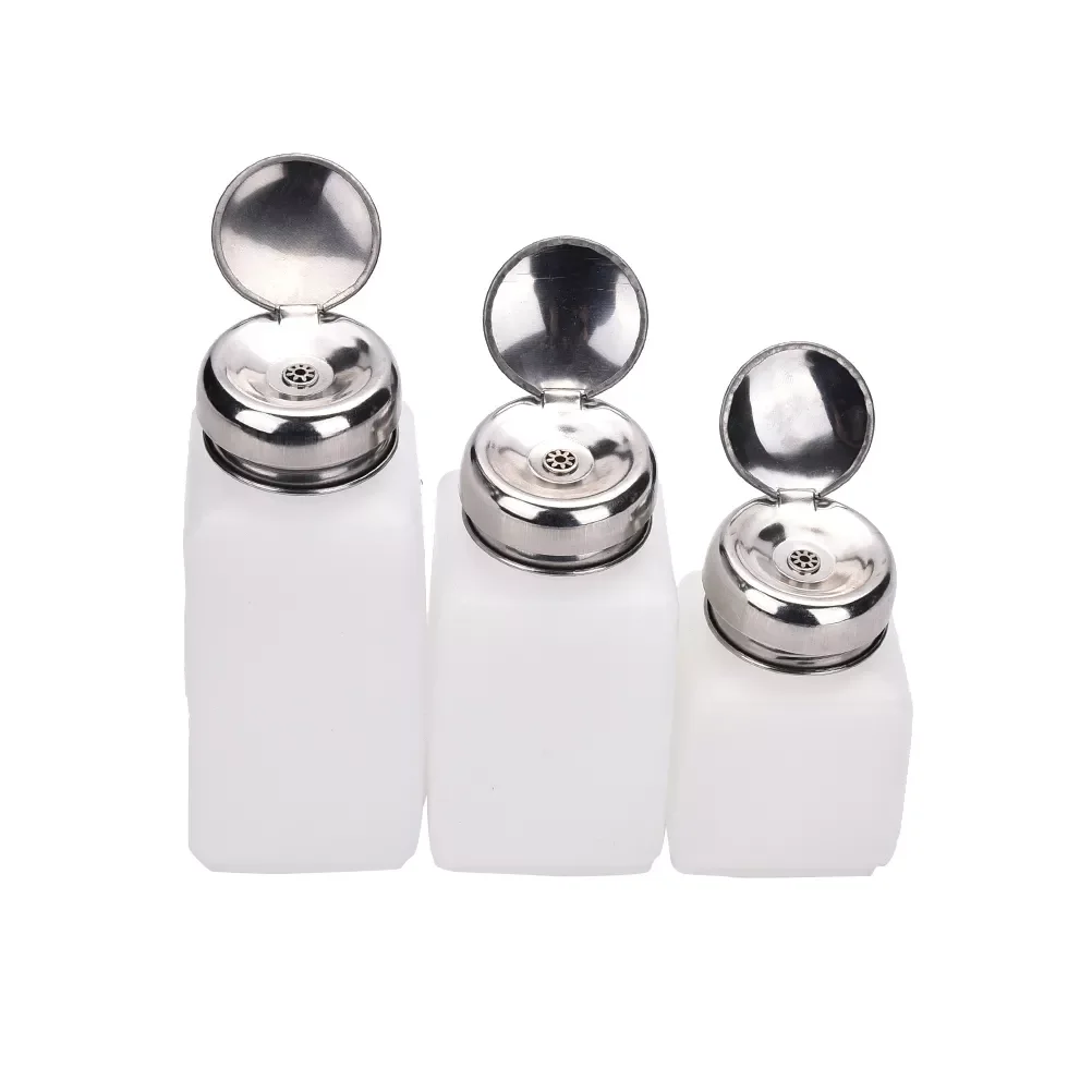 

100ml/200ml/250ml Liquid Alcohol Press Nail Polish Remover Dispenser Cleaner Pumping Bottle Make Up Refillable Bottle Container