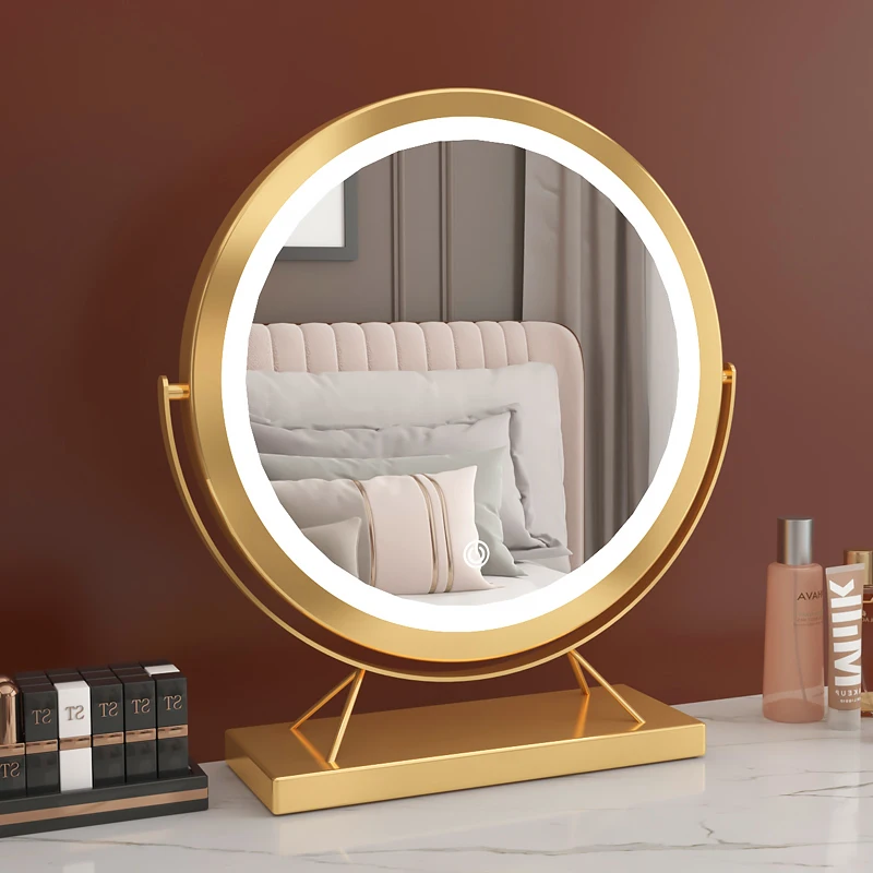 

Настольное зеркало для туалетного столика zq, светодиодное зеркало для макияжа светильник кой, круглое большое зеркало с откидной крышкой для спальни