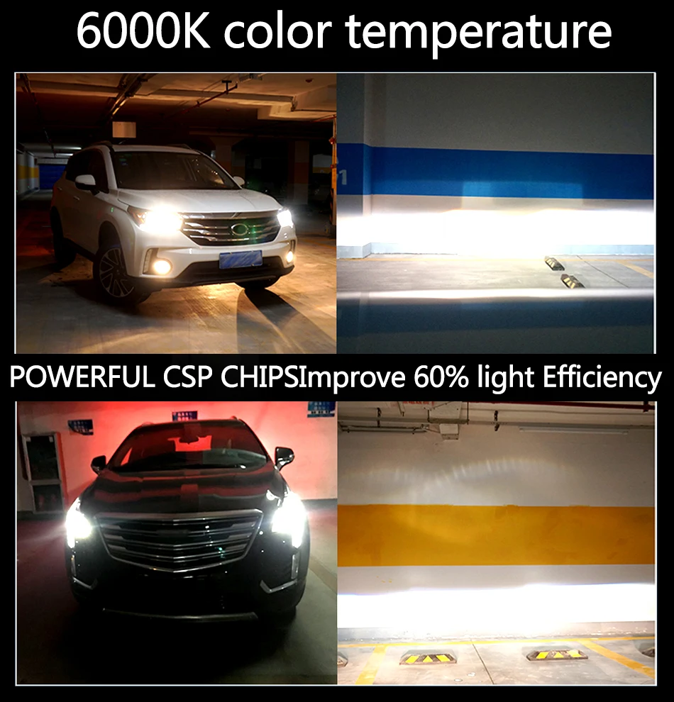 Автомобильная фара 3000K 6000K 8000k CSP H4 H7 LED H1 H3 H11 Светодиодный 9005 9006 HB4 881 светильник ра 50