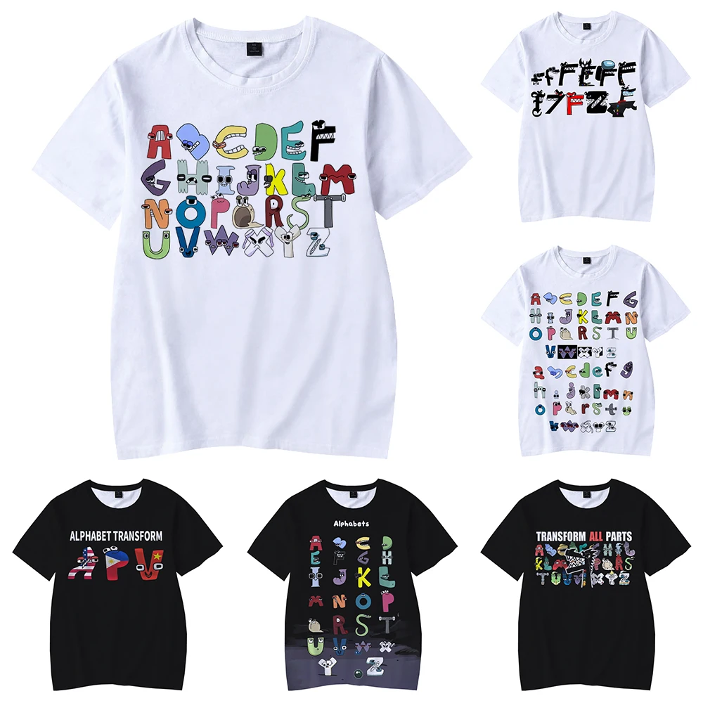 

2023 Alphabet Lore T Shirt Print Cartoon Casual Summer Children Short-sleeved Anime T-shirt Kids Clothes Boy Game Series T Shirt