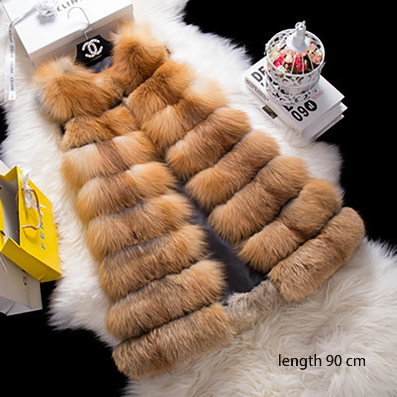 Natural Fox Fur Sleeveless Coat Winter Warm Ladies Fur Coat Fashion Casual Leather Real Fur Coat