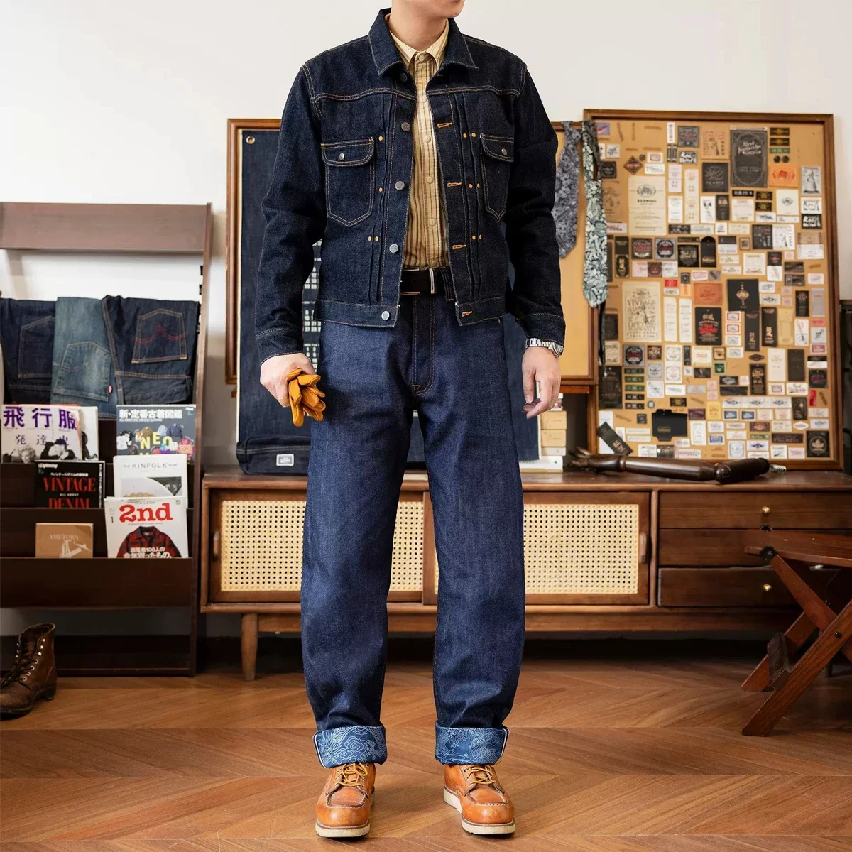 Джинсы Red Tornado NOIR Year of the Dragon Limited Edition джинсовые брюки из натурального индиго с