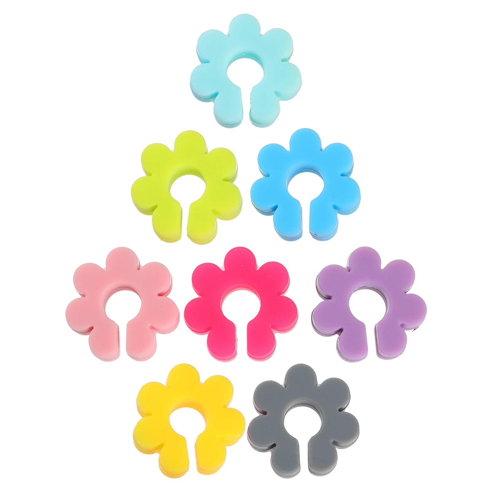 

8Pcs Silicone Flower Shape Glass Charms Drink Markers (Assorted Color)