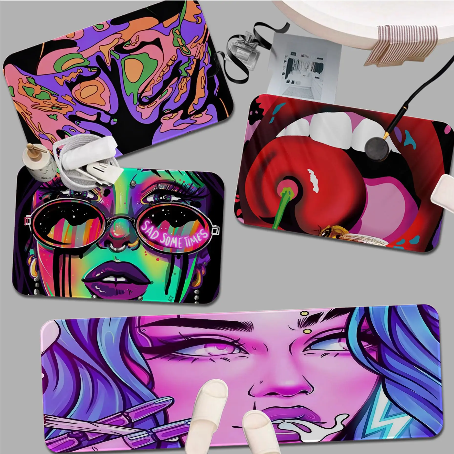 

Abstract Woman Psychedelic Scene Mandala Hallway Carpet Laundry Room Mat Laundry Decor Balcony Child Living Room Alfombra