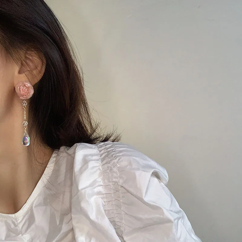 

2022 Korean Chic Long Tassel Crystal Dangle Earrings Fashion Party Wedding Jewelry