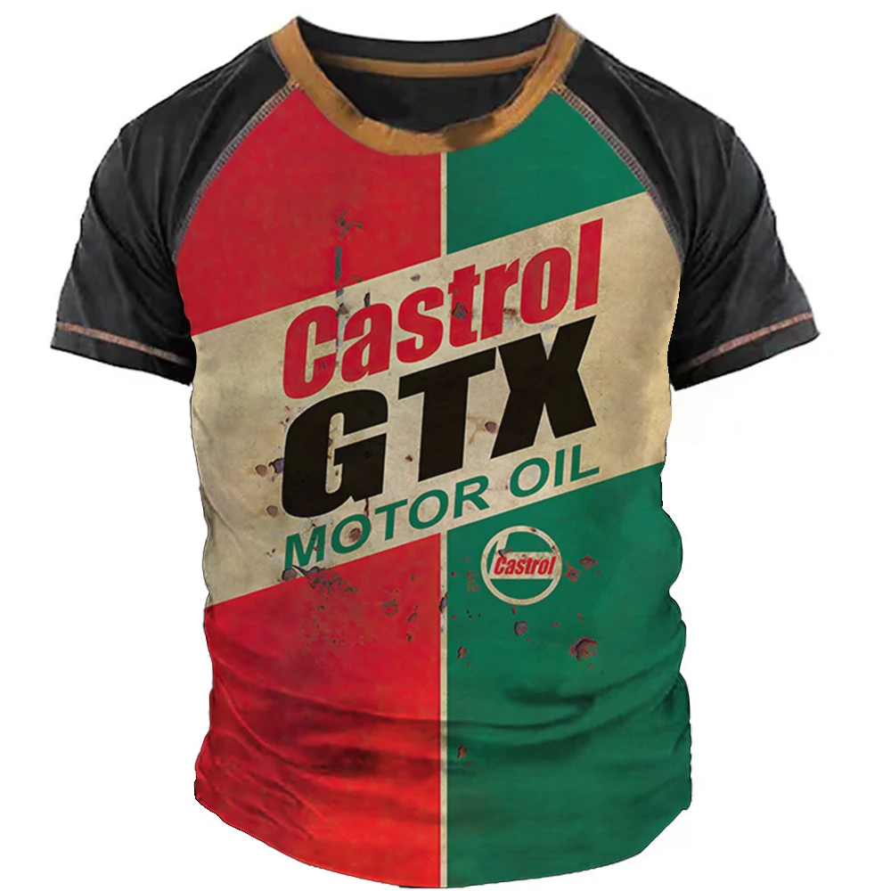 

Camisetas Vintage Para Hombre, Camisa De Manga Corta Con Letras Impresas En 3d Castrol, Para Motocicleta, De Gran Tamaño