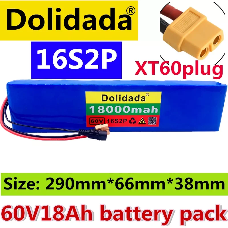 

2023New 60V 16S2P 36Ah 18650 Li-Ion Batterij 67.2V 36000Mah Ebike Elektrische Fiets Scooter Met Bms 1000Watt xt60 Plug