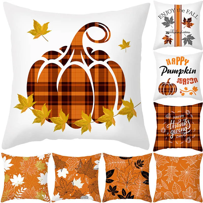 

Thanksgiving Day Pillow Case Cover Maple Leaf Pumpkin Pillow Case Cover Autumn Fall Maple Leaf Pumpkin Decoration Pillowcase