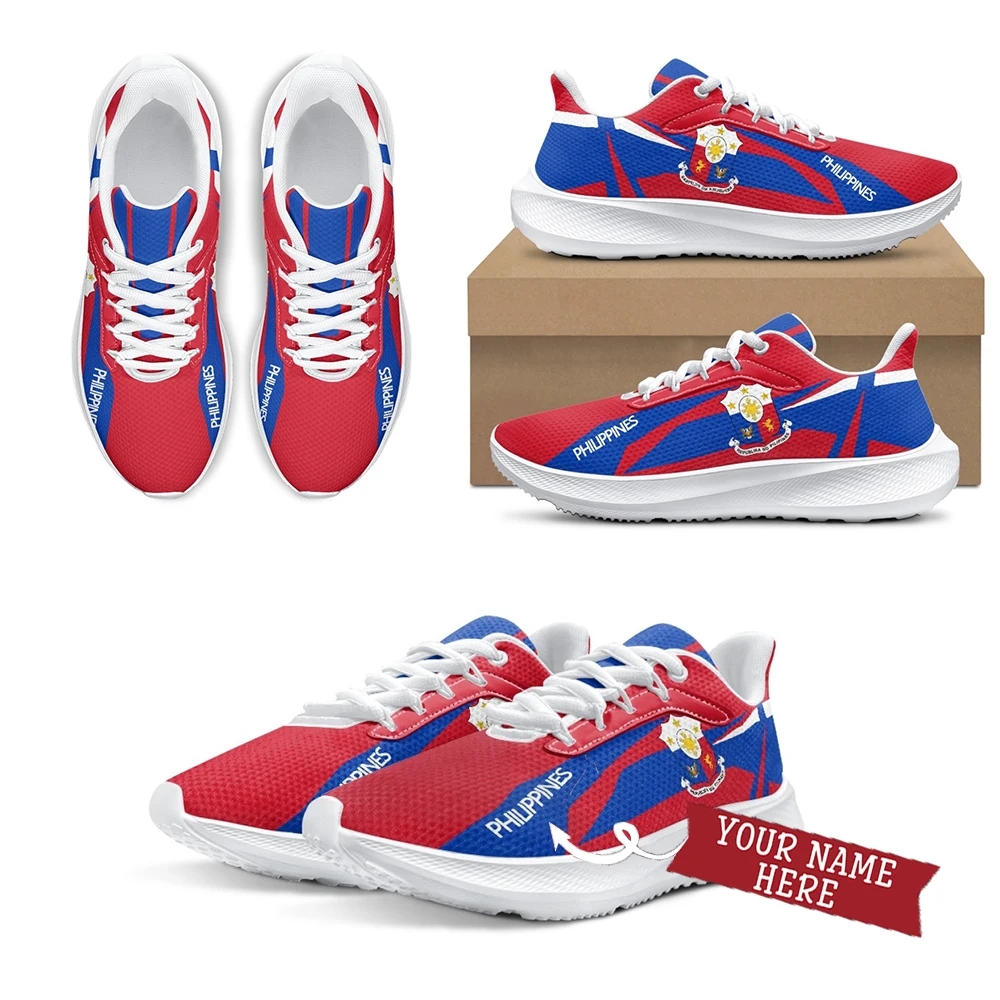 

INSTANTARTS Women's Running Shoes Philippines Flag Outdoor Walking Footwear Lightweight Lace-up Mesh Cushion Sneakers for Man