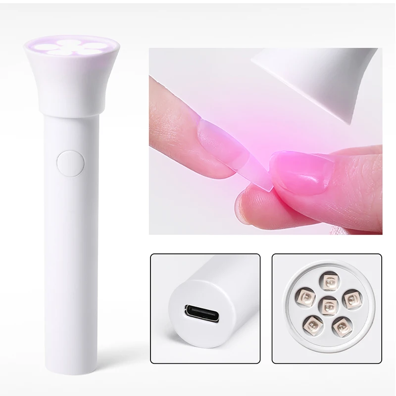 Портативная ручная УФ-сушилка для ногтей Быстросохнущий USB-вентилятор с 6 лампами
