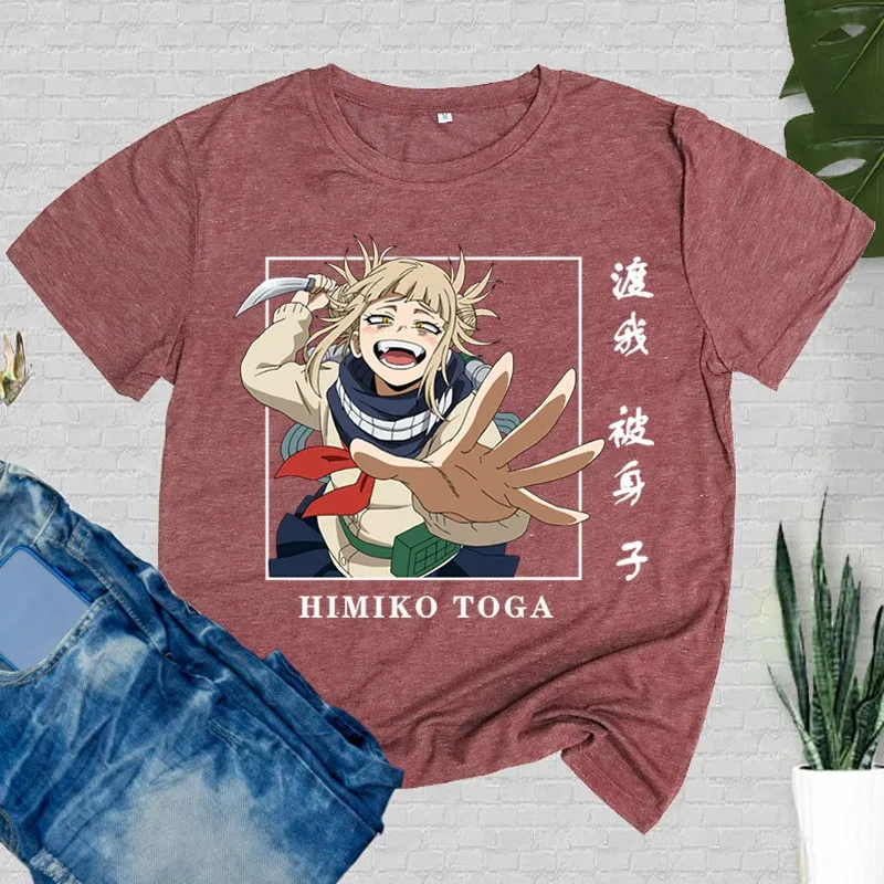

Summer Anime Cotton Women T-shirt Himiko Toga Anime T-shirt Women's Harajuku Graphic T-shirt My Hero Academia Lady Top Female