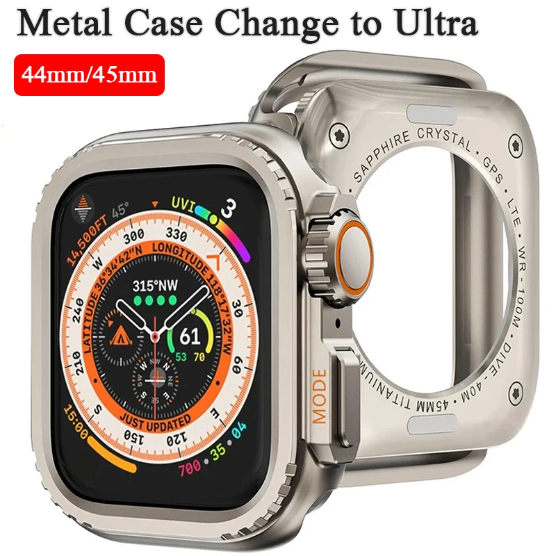 Металлическая фоторамка для Apple Watch 45 мм 44 защита Бампера Для iWatch серии 9 8 7 6 5 4 SE