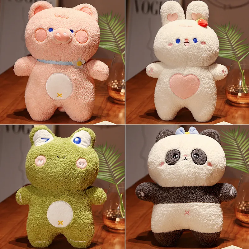 

40cm Cartoon Kawaii Plush Toys Animals Soft Lovely Bear Rabbit Frog Tiger Pig Doll Sofa Cushion For Girls Birthday Gift