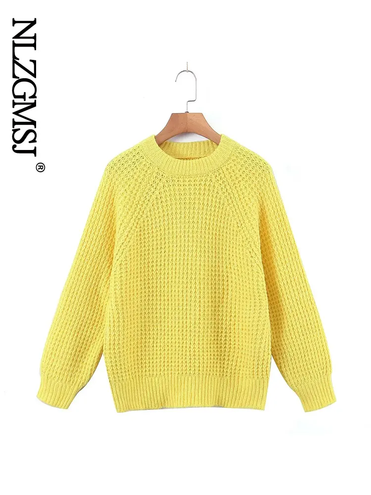 

Женский трикотажный свитер с круглым вырезом, длинным рукавом