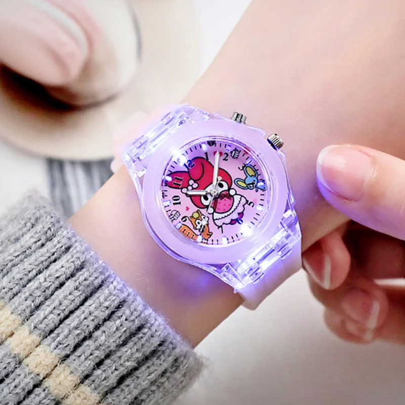 

New Sanrio Luminous Cartoon Children'S Watch Hellokitty Anime Kuromi My Melody Cinnamoroll Student Watch Children School Gift