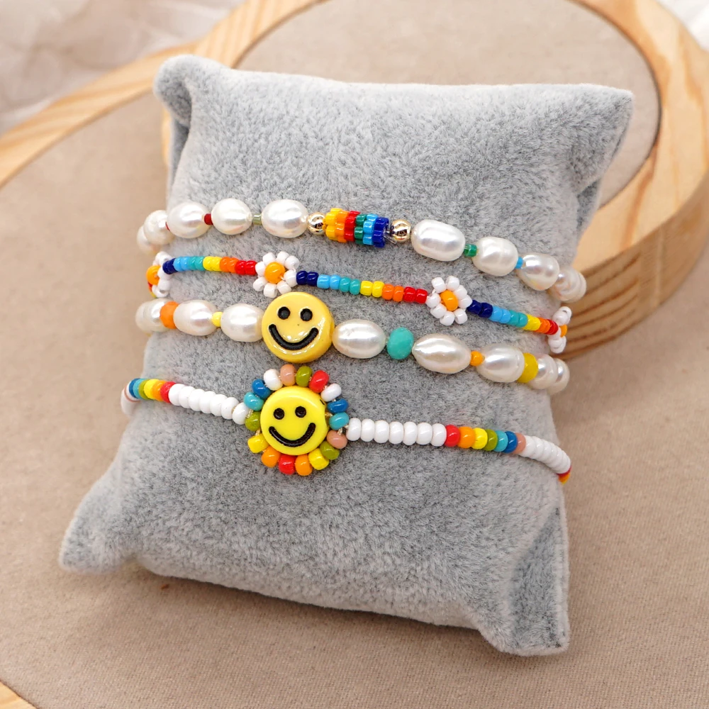 Браслет Go2Boho с улыбающимся лицом цветком и маргариткой радужные браслеты