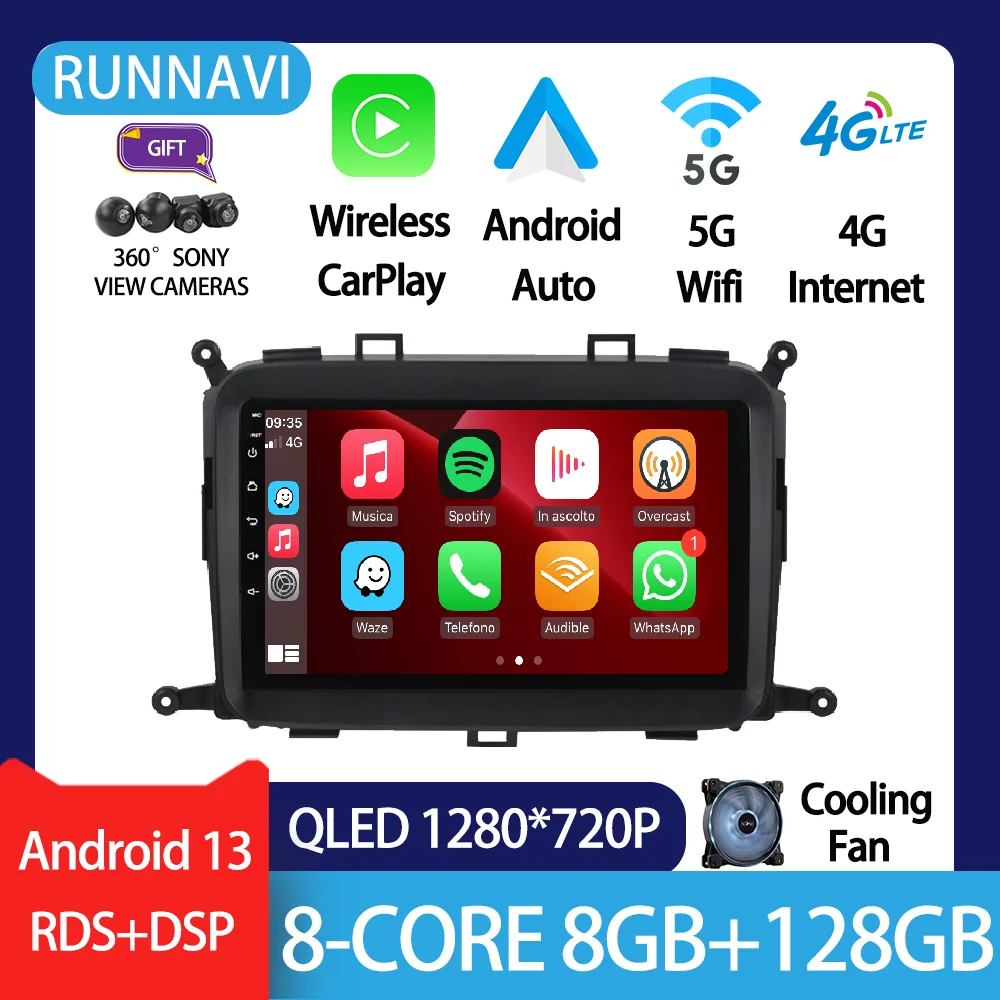 

Android 13 For KIA Carens 2013-2018 Car Radio Stereo Multimedia Video Player Navigation GPS Wireless Carplay RDS Auto DSP QLED