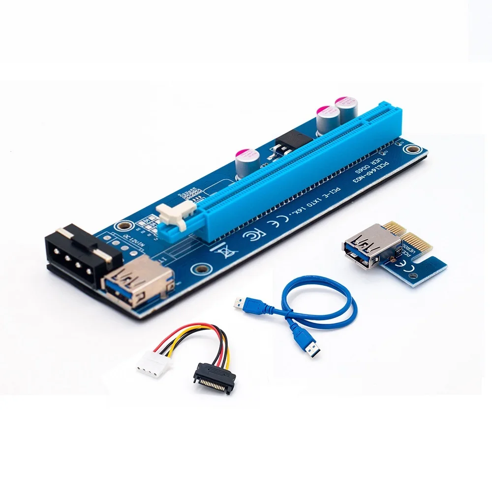 

60 см PCI-E Райзер-карта PCI Express Pcie, 1x до 16x USB 3,0 SATA к 4Pin IDE Molex Power для майнинга BTC