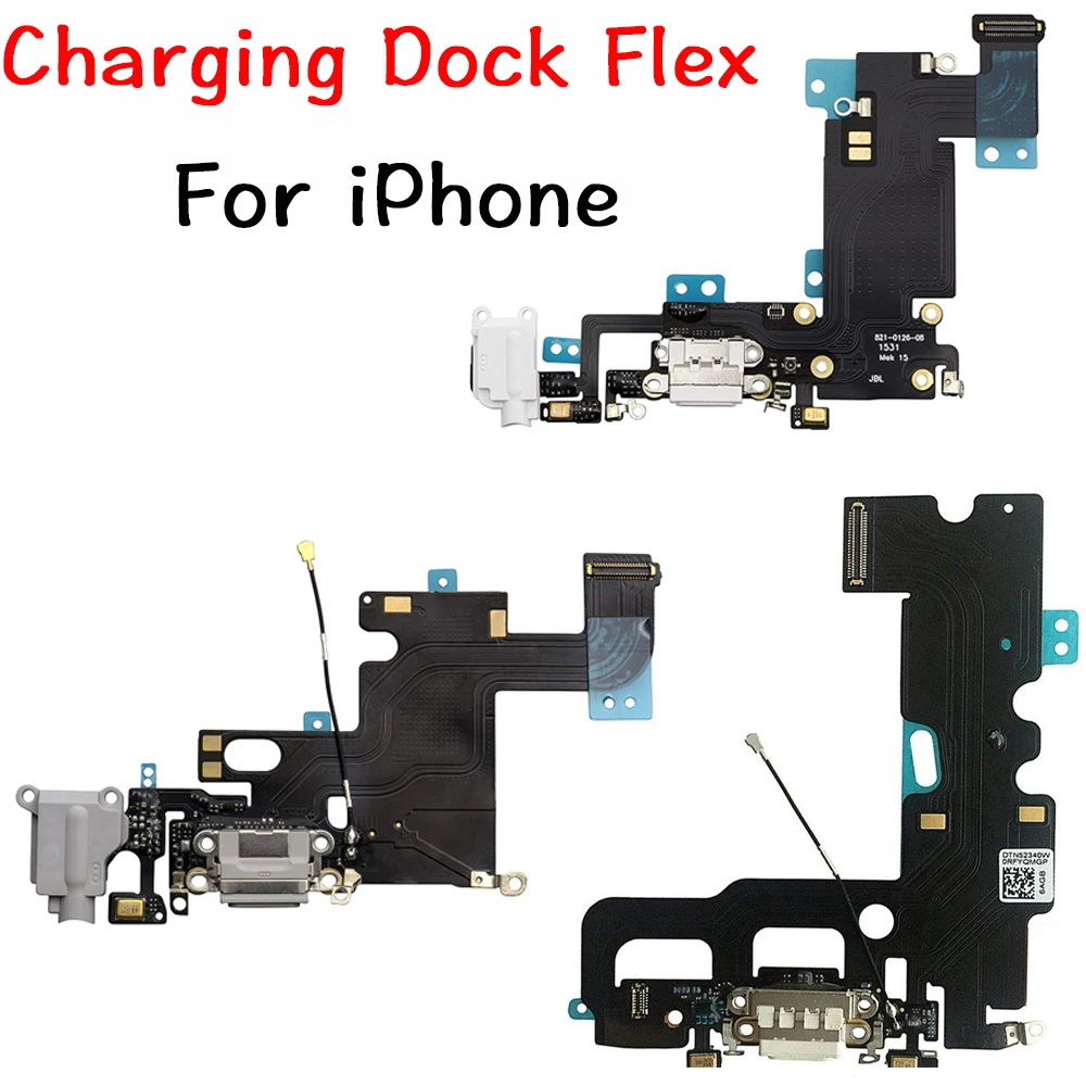 

Charging Port Dock Flex Cable For iPhone 6 6P 6SP 7 7P 8 Plus With Microphone And Headphone Audio Jack