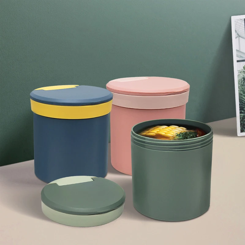 

Round Bento Box Food Storage Container Thermal Insulation Lunch Box Portable Soup Cup Can be Heated Dropshipping