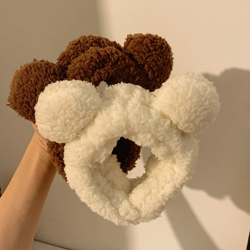 

Velvet Animal Bear Ears Wash Face Makeup Headwear Furry Headband Cute Elastic Holder Hair Strap Band Ear Turban Hair Accessories