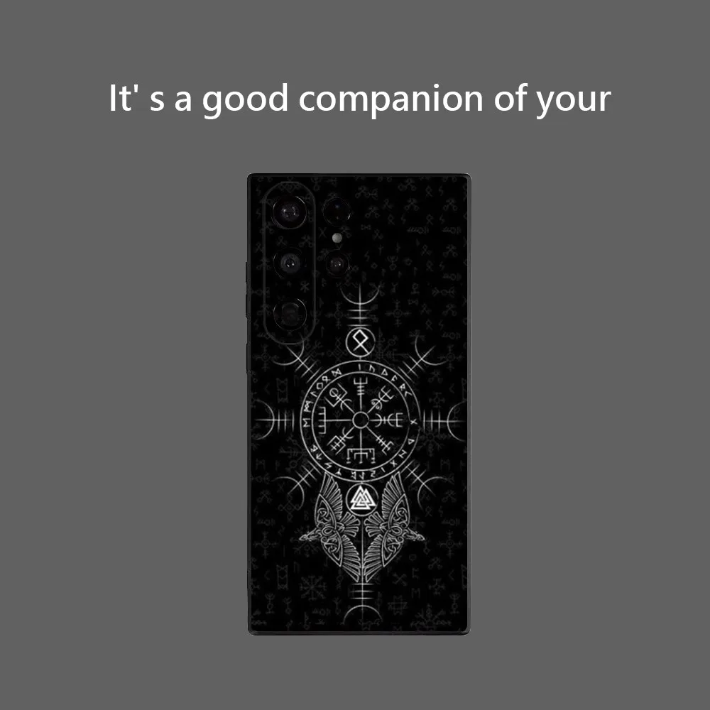 V-Viking Vegvisir Logo Phone Case for Samsung Galaxy S25 Ultra S22 S23 S24 S21 S20 5G Protective Soft Silicone TPU Funda