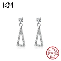 kiss mandy real 925 sterling silver fashion sweet triangle shape cz stud earrings for women wedding party pendientes ape21