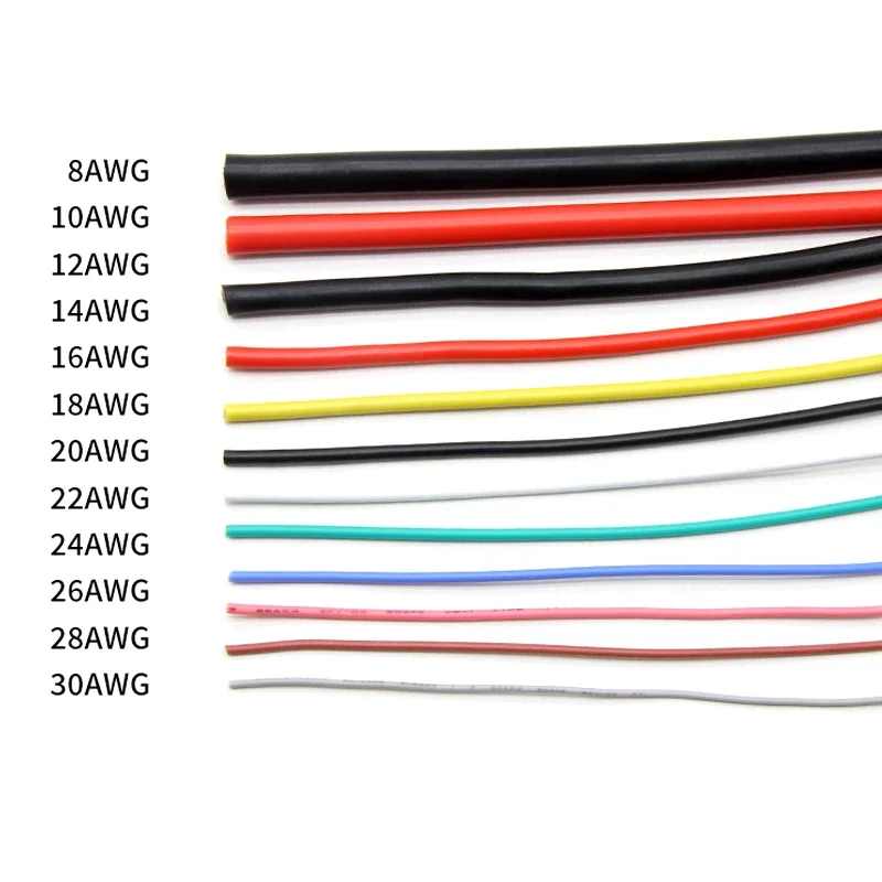 Медный провод UL3239 2 м/5 м 30 28 26 24 22 20 18 16 14 12 10 8 AWG силиконовая Изолированная луженая