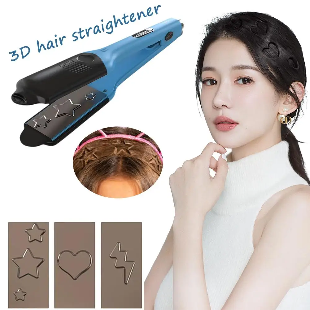 

Hair Straightener 3D Image Hair Imprinting Iron With 3 Straightener Plates Hair Embossing Electric 3D Different Crimper Iro N5L3