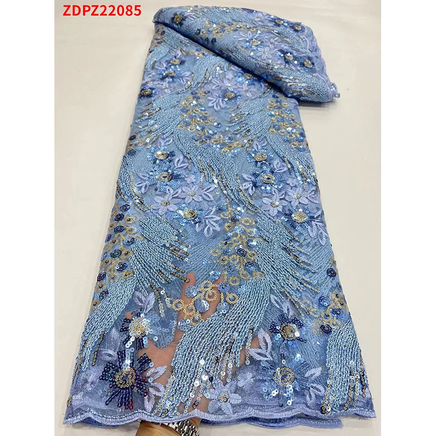 

ankara sequin fabric 2021 Mesh Tulle Net Lace Fabric Sequin Wedding Dress Cloth ZDPZ22085