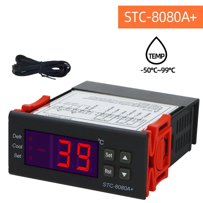 STC-8080A + цифровой регулятор температуры 220 В датчик холодильника гигрометр 40%