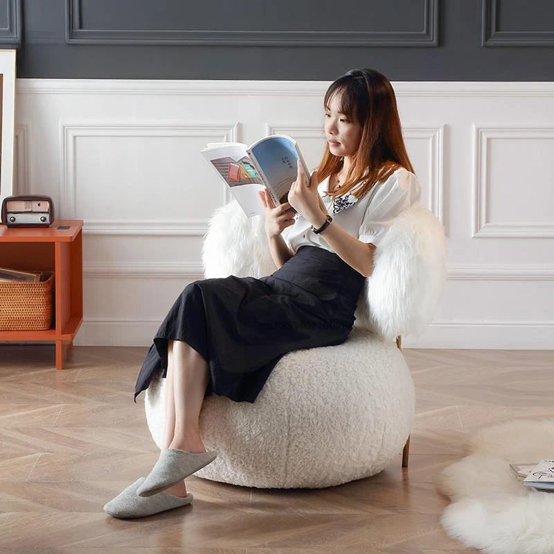 

Light Luxury Living Chair Room Bedroom Lazy Relaxing Tatami Designer Ins Fashion Household Chair White Stuhl Library Furniture