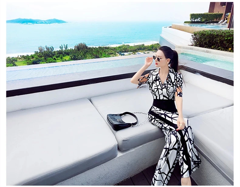 Комбинезон женский с широкими штанинами офисный Модный повседневный свободный