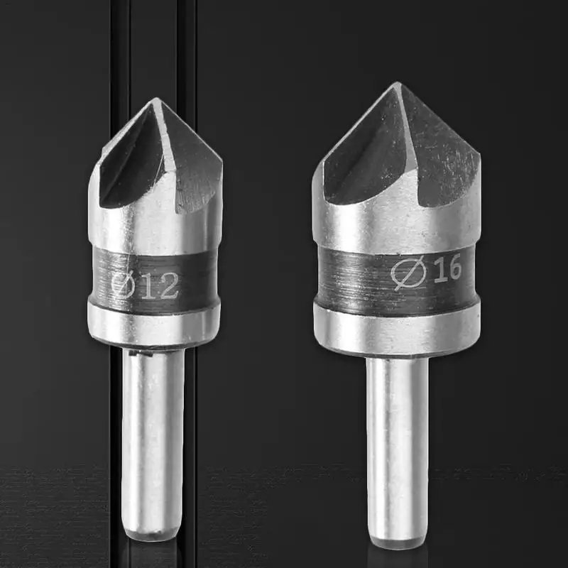 

2Pcs Round Shank Woodworking Five Flutes Countersink Drill Bit Set Drill Bit High Speed Steel 5-Flute Chamfer Drill Bit Cutter