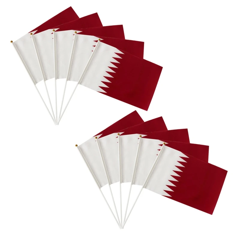 

Mini Qatar Flag10Pcs Portable Patriotic Ornaments Home Garden Yard Decoration for Home School Classroom Small Plug Flags