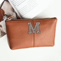 womens cosmetic bag cowhide leather bag coin purse zipper wallets makeup bag portable travel organizer card key portable case